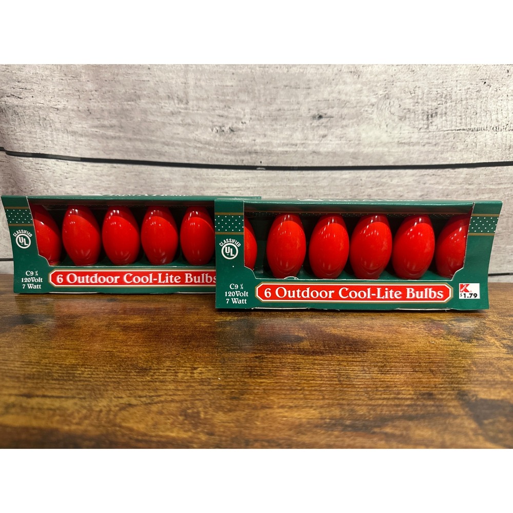 Vintage Kmart Xmas Cool Lite Red Replacement Bulbs. C 9 1/4-7watt (2 Packs Of 6)
